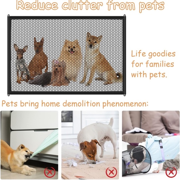 Portable Pet Baby Temporary Privacy Containment Mesh Gate NEW 43”x 30” - Picture 5 of 5